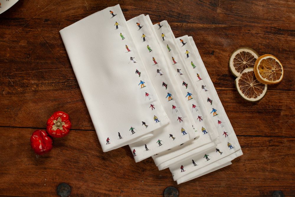Napkins - Powderhound Ski Themed Cotton Napkins - POWDERHOUND
