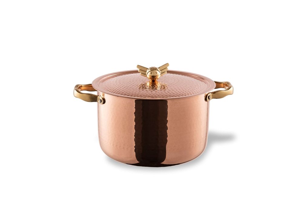 Poêles - Angel Brass Frying pan 1 handle DiamondTin™ INDUCTION diam 26xh5,5 wood box - NUOVA H.S.S.C.