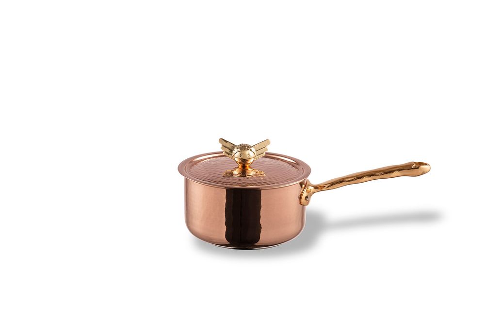 Poêles - Angel Brass Frying pan 1 handle DiamondTin™ INDUCTION diam 26xh5,5 wood box - NUOVA H.S.S.C.