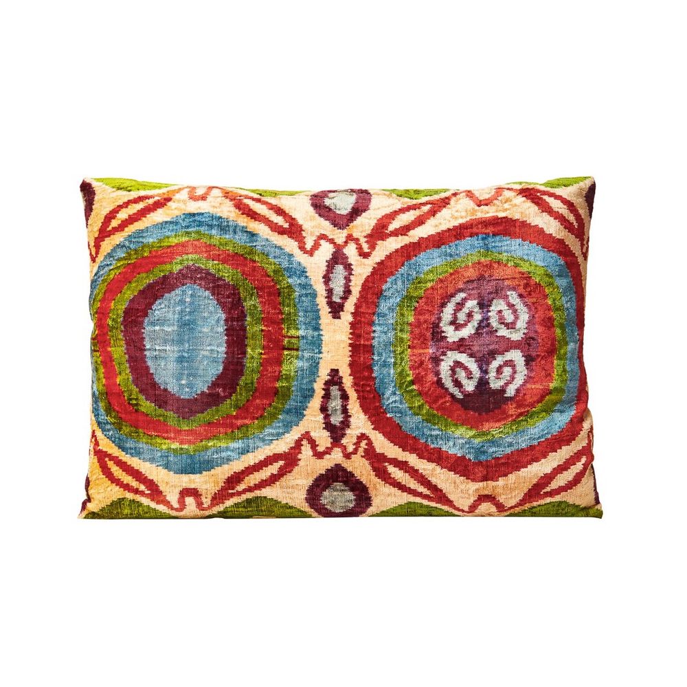 Comforters and pillows - Garden Of Beauty Silk Velvet Ikat Decorative Rectangular Cushion - HERITAGE GENEVE