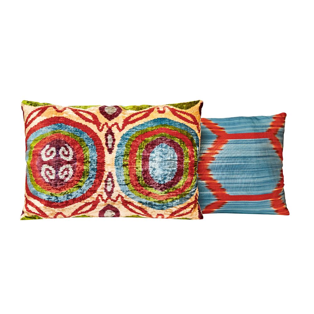 Comforters and pillows - Garden Of Beauty Silk Velvet Ikat Decorative Rectangular Cushion - HERITAGE GENEVE