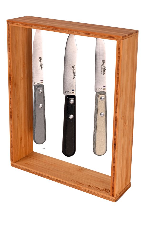 Knives - MAGNETIC BAMBOO STAND +3 DESK KNIVES - ROGER ORFÈVRE