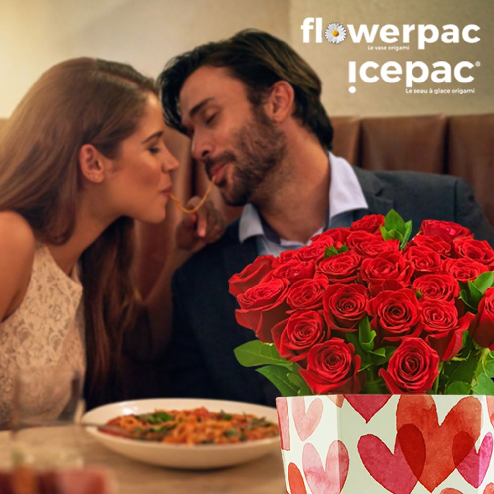 Cadeaux - Seau à glace & Vase pliable origami LOVE - ICEPAC FLOWERPAC