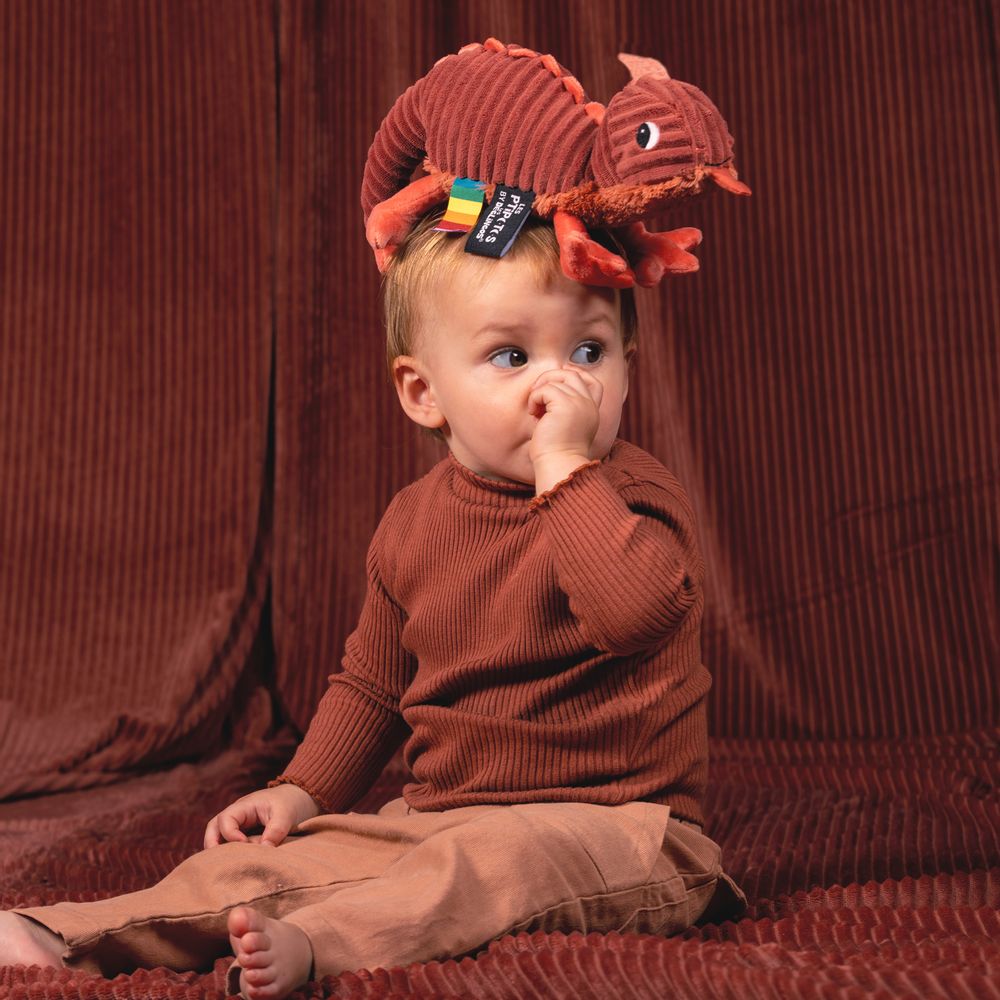 Jouets enfants - Peluche Ptipotos le caméléon terracota - DEGLINGOS