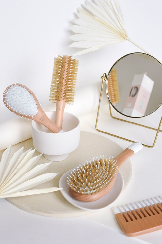 Cosmétiques - Brosse à cheveux - Poils de sanglier et de nylon - lisse et démêle - BACHCA