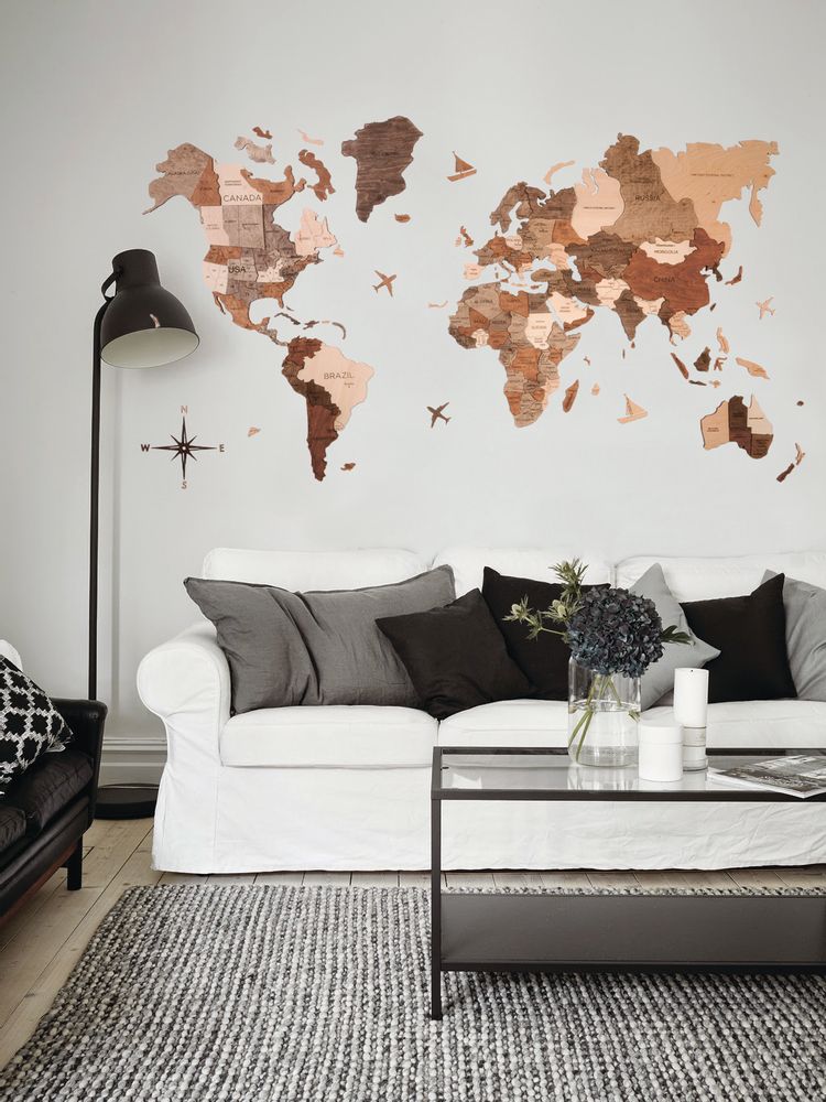 Other wall decoration - Wood Map of the World Map Wall Decor, handmade - ENJOYTHEWOOD