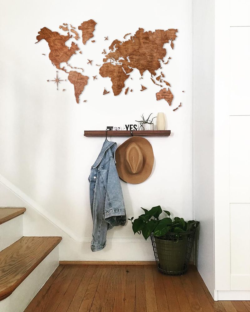 Other wall decoration - Wood Map of the World Map Wall Decor, handmade - ENJOYTHEWOOD