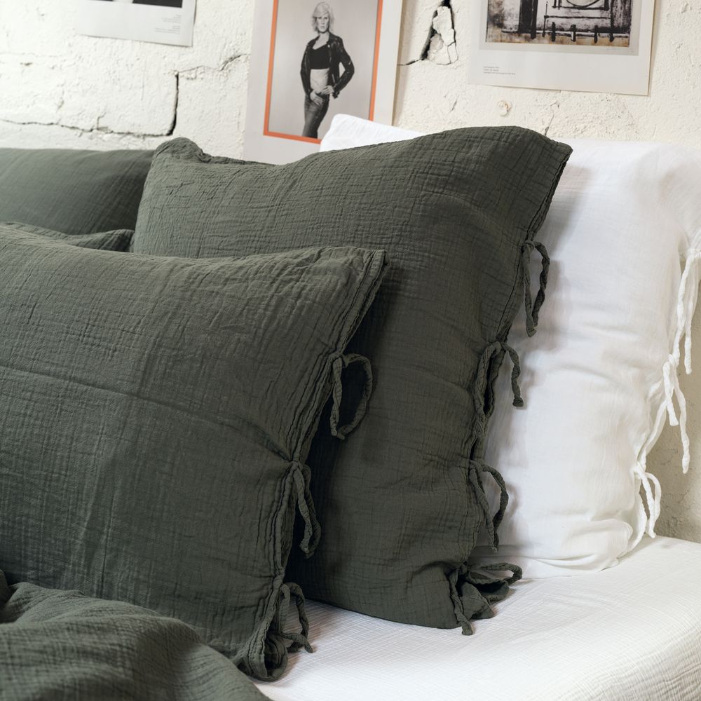 Linge de lit - Housse de couette gaze de coton light Kaki - MAISON D'ÉTÉ