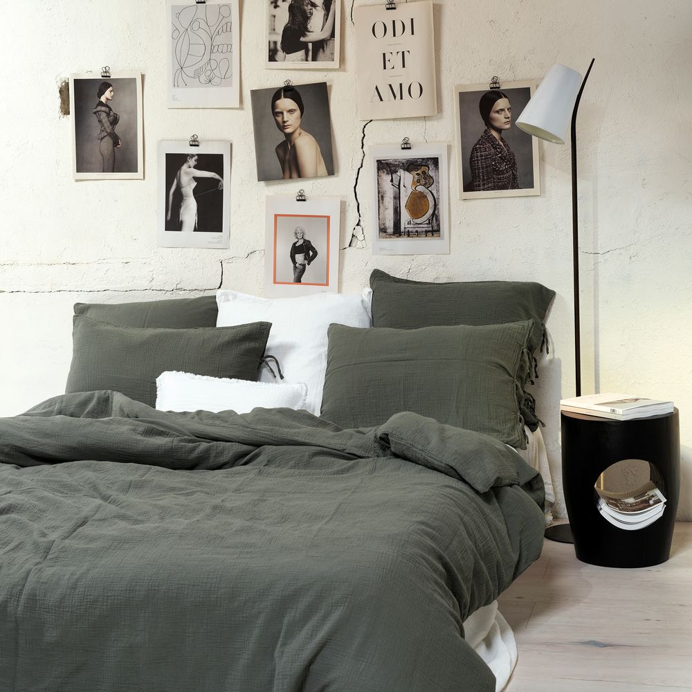 Linge de lit - Housse de couette gaze de coton light Kaki - MAISON D'ÉTÉ
