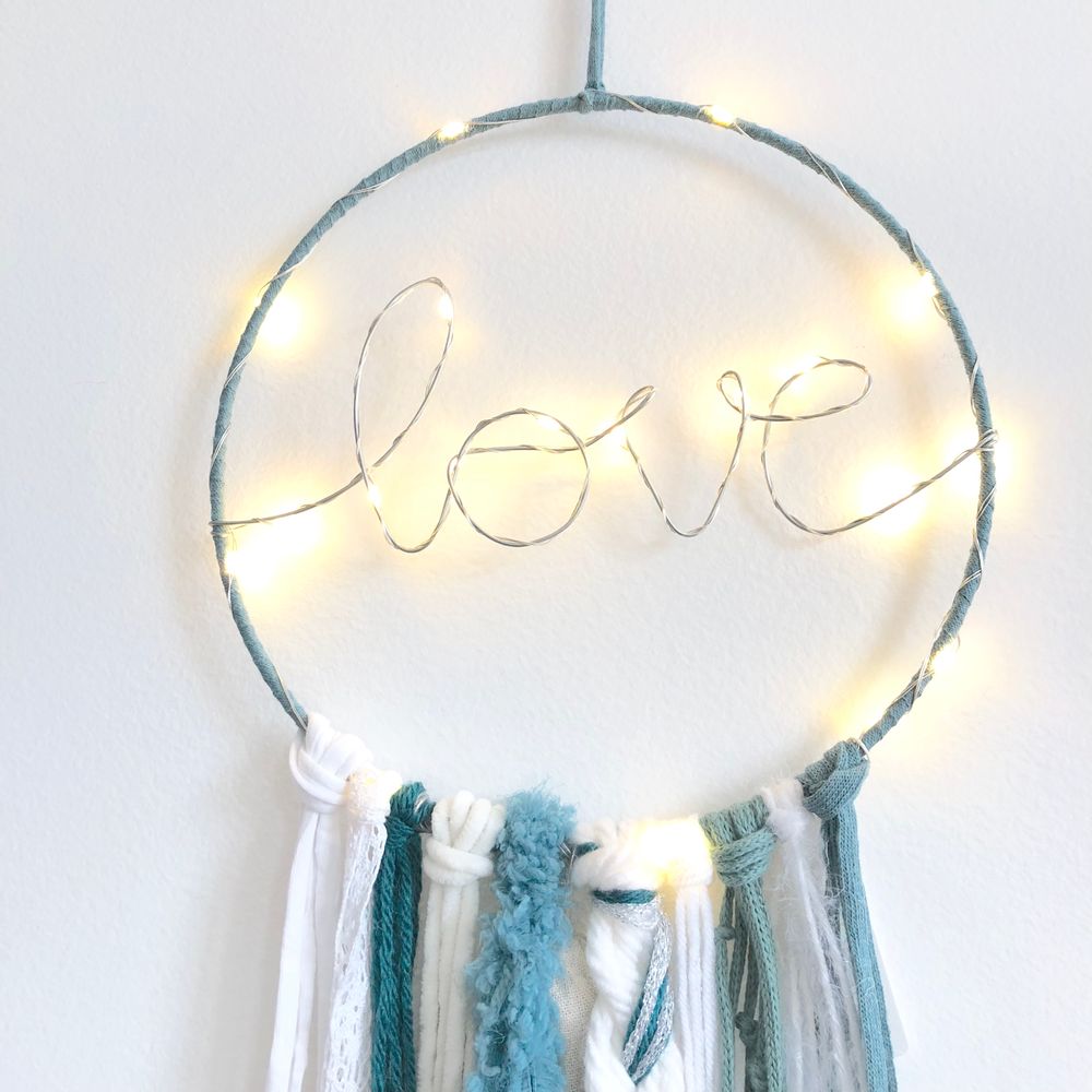 Other wall decoration - Dreamcatcher / Pigeon blue, white & silver - LES LOVERS DECO