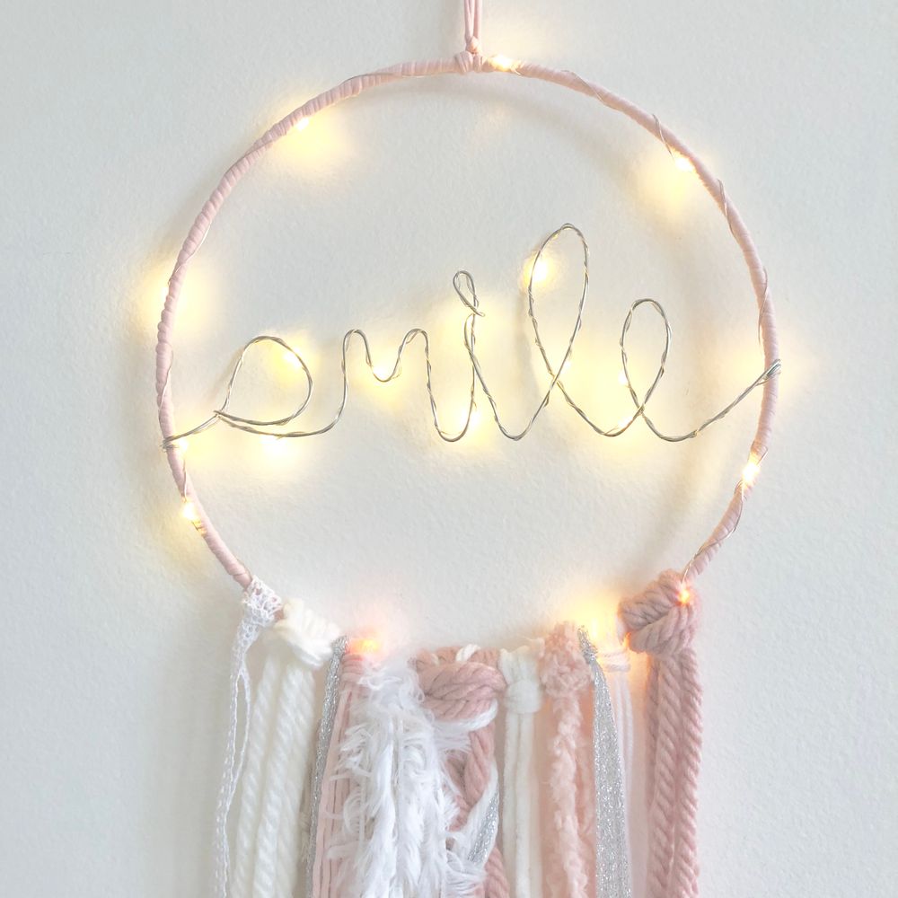 Other wall decoration - Dreamcatcher / Pink, white & silver - LES LOVERS DECO