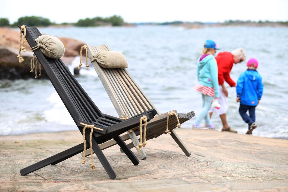 Lawn chairs - Ergonomic Chilean armchair in raw wood - several species available - B. ATTITUDE