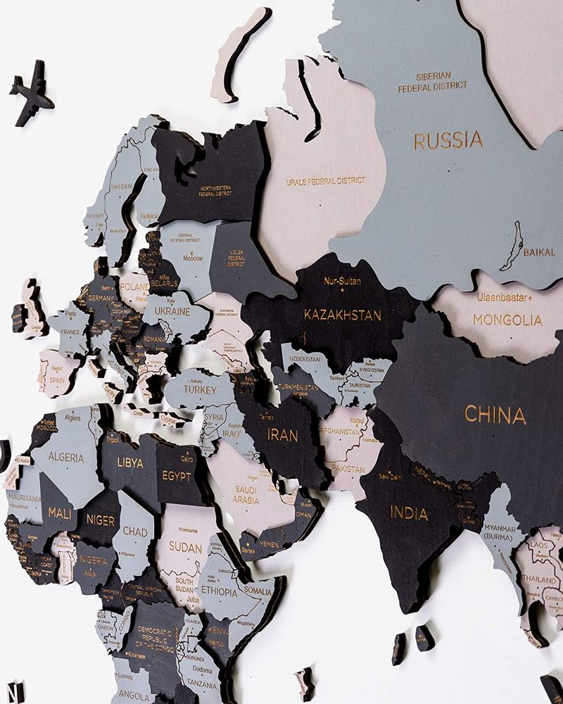 Cadeaux - Carte en bois de la carte du monde 3D - ENJOYTHEWOOD