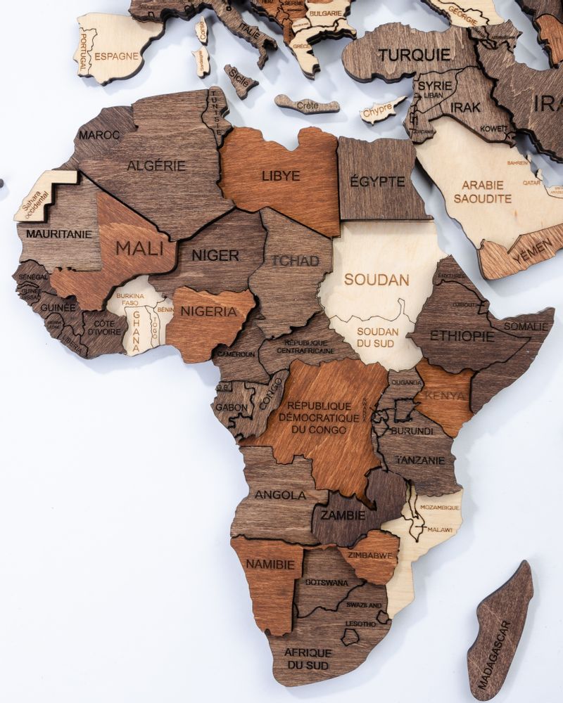 Cadeaux - Carte en bois de la carte du monde 3D - ENJOYTHEWOOD