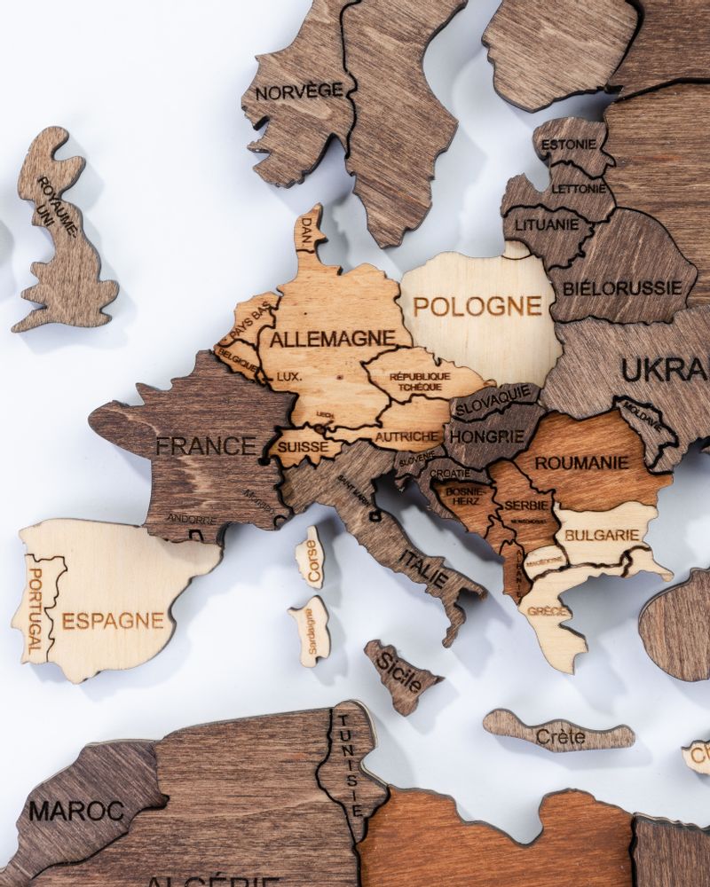Cadeaux - Carte en bois de la carte du monde 3D - ENJOYTHEWOOD