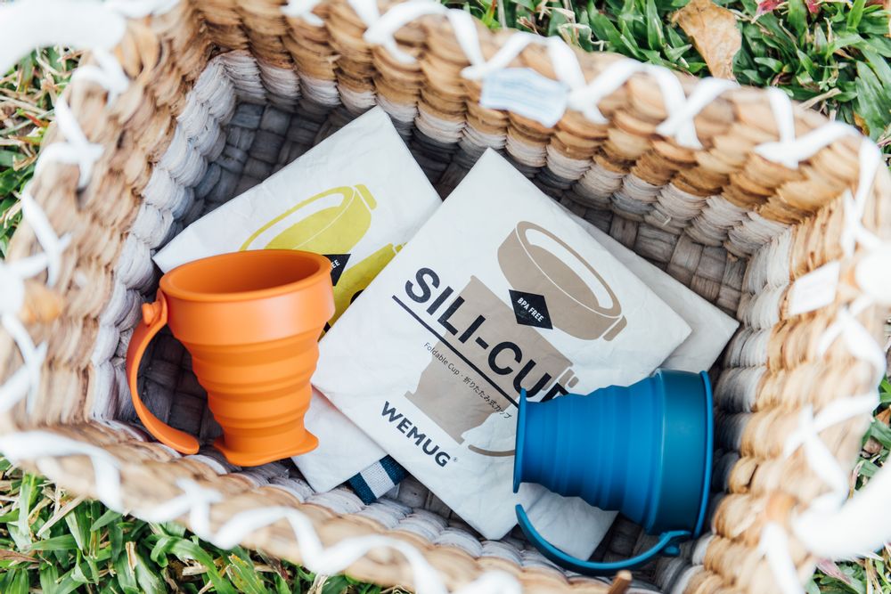 Cadeaux - Tyvek Pochette On-the-Go Mug en silicone pliable, tasse, bouteille - WEMUG