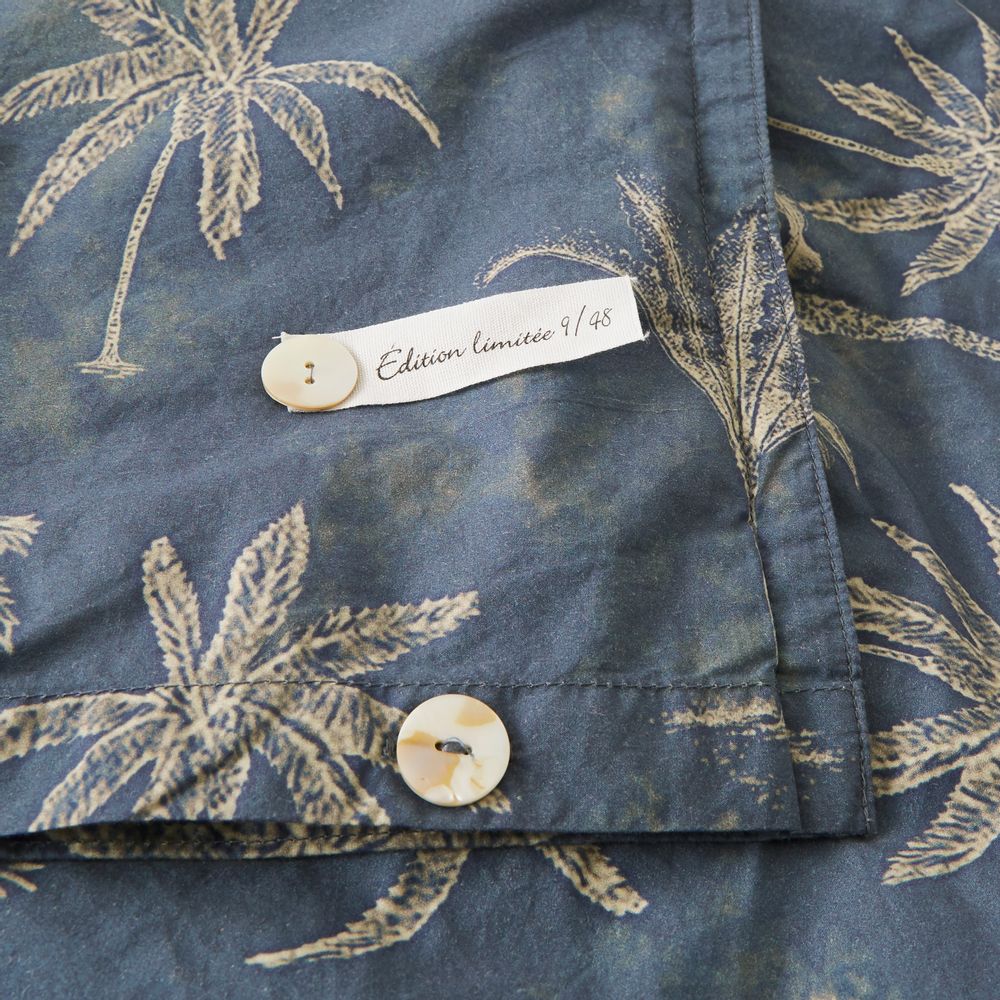Bed linens - Percale de coton bio lavée - Amour Lointain Indigo Bed Linen - DORAN SOU