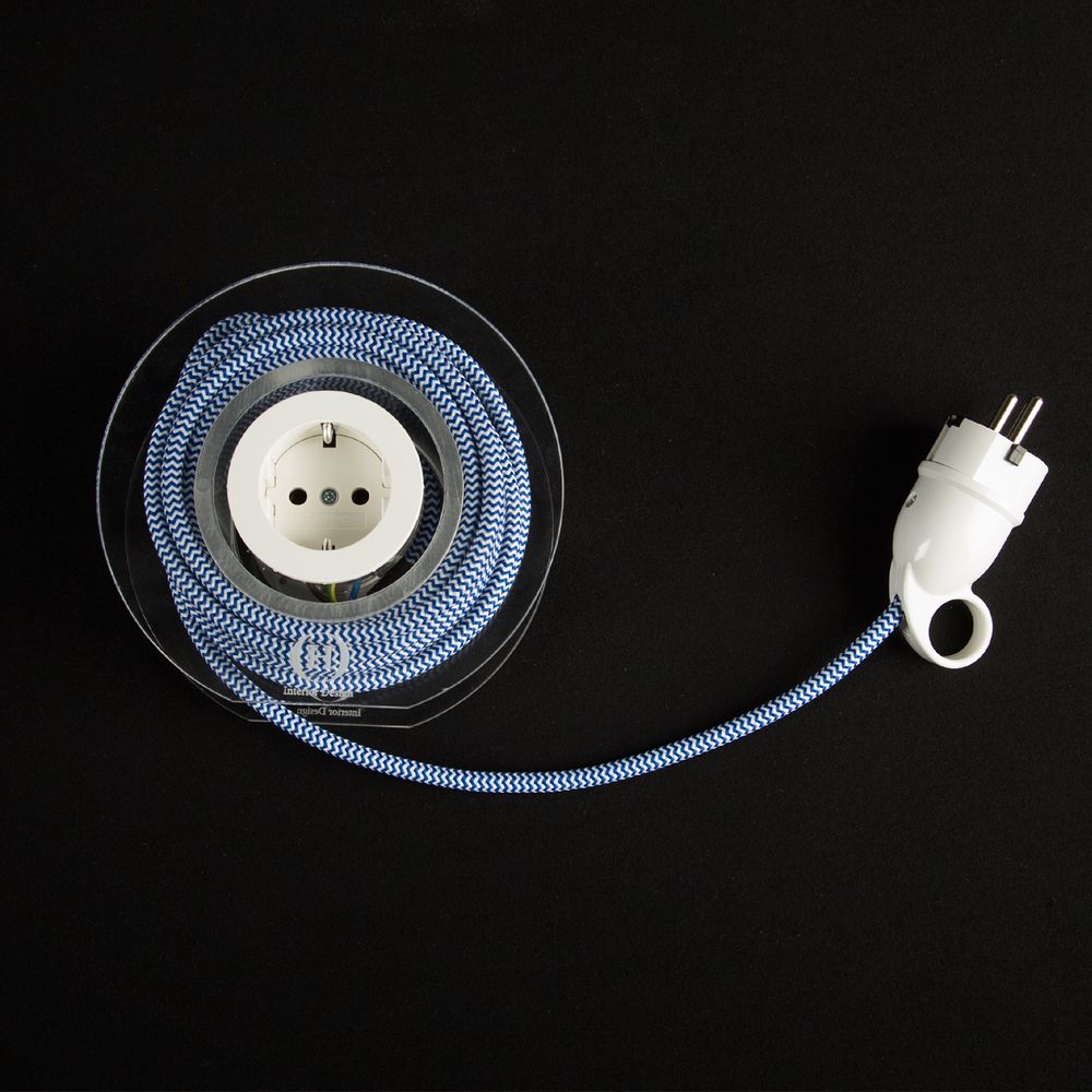 Design objects - Extension Cord for 2 Plugs - Navy & White - OH INTERIOR DESIGN