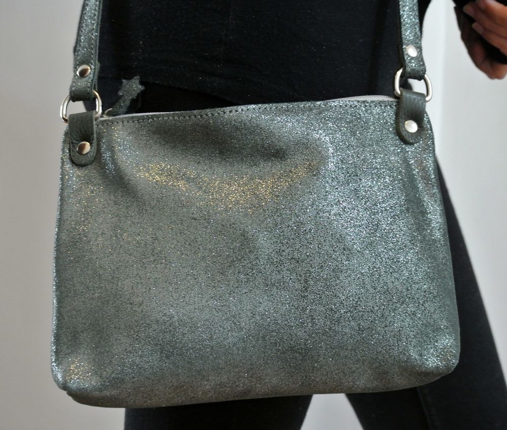 Clutches - Comète leather bag Glitter - LA CARTABLIÈRE