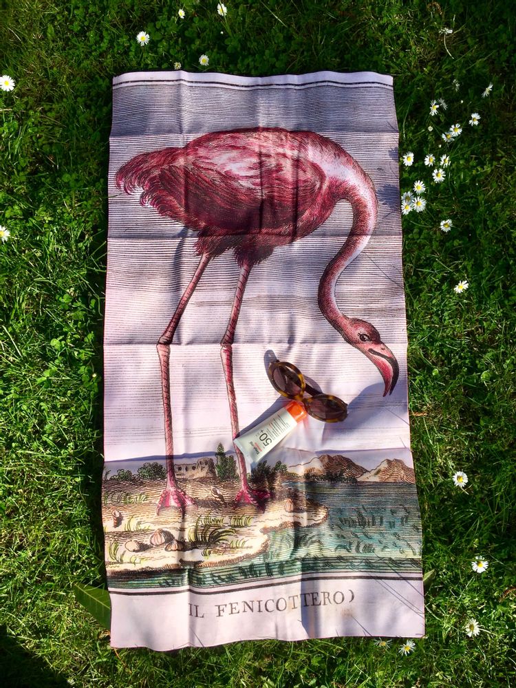 Cadeaux - Grand drap de bain en microfibre velours Flamant rose - OLDREGIME