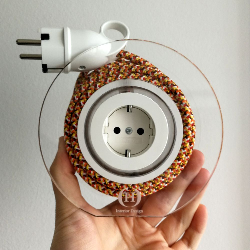 Design objects - Extension Cord for 2 Plugs - Orange Pixel - OH INTERIOR DESIGN