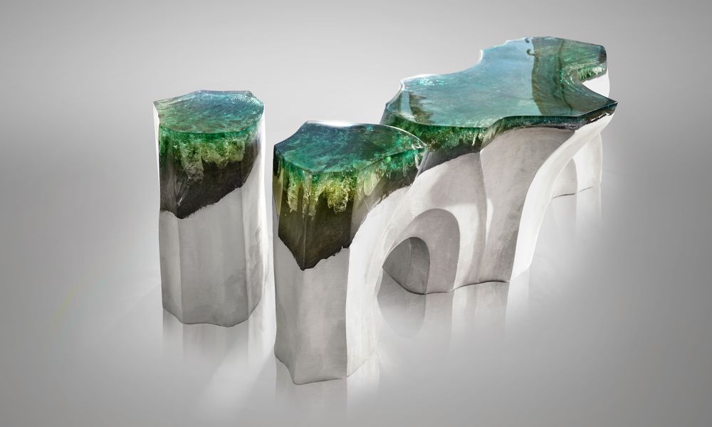 Sculptures, statuettes and miniatures - La Falaise | Bench & Side Table - LO CONTEMPORARY