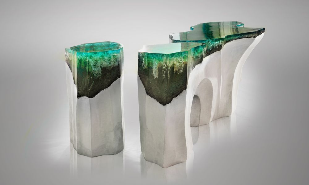 Sculptures, statuettes and miniatures - La Falaise | Bench & Side Table - LO CONTEMPORARY