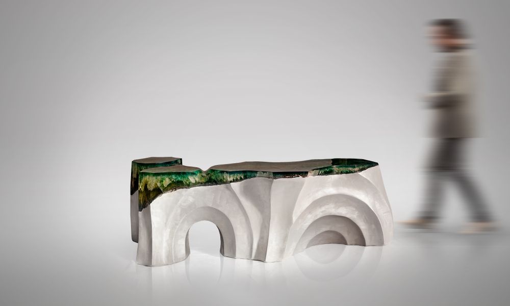 Sculptures, statuettes and miniatures - La Falaise | Bench & Side Table - LO CONTEMPORARY