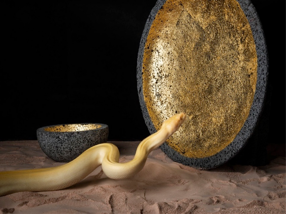 Ceramic - Amon-Ra Lava-Rock and 22K Gold Centerpiece - ARTYCRAFT