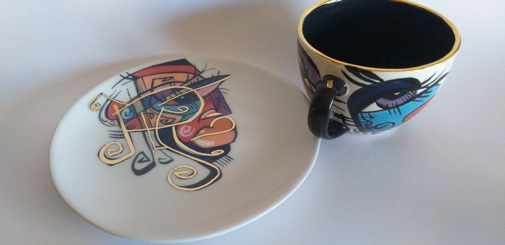 Ceramic - Enigma cups&saucers /DORA - ENIGMA