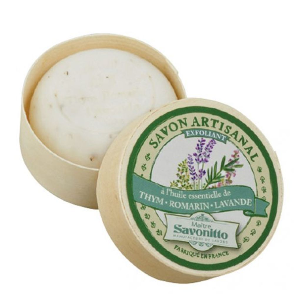 Savons - savon exfoliant dans sa boite en bois - MAÎTRE SAVONITTO