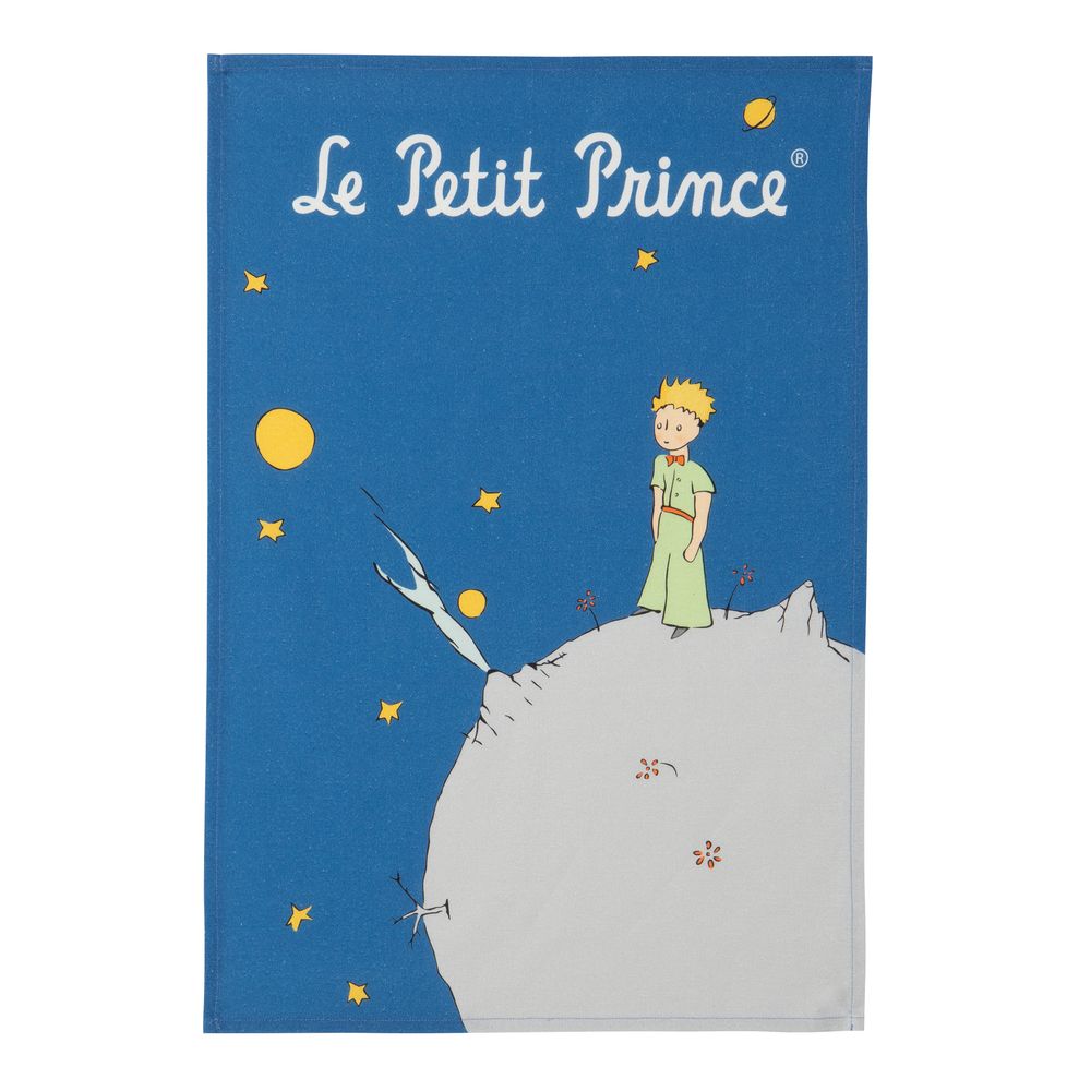 Tea towel - Le Petit Prince® printed cotton tea towel - Planet - COUCKE