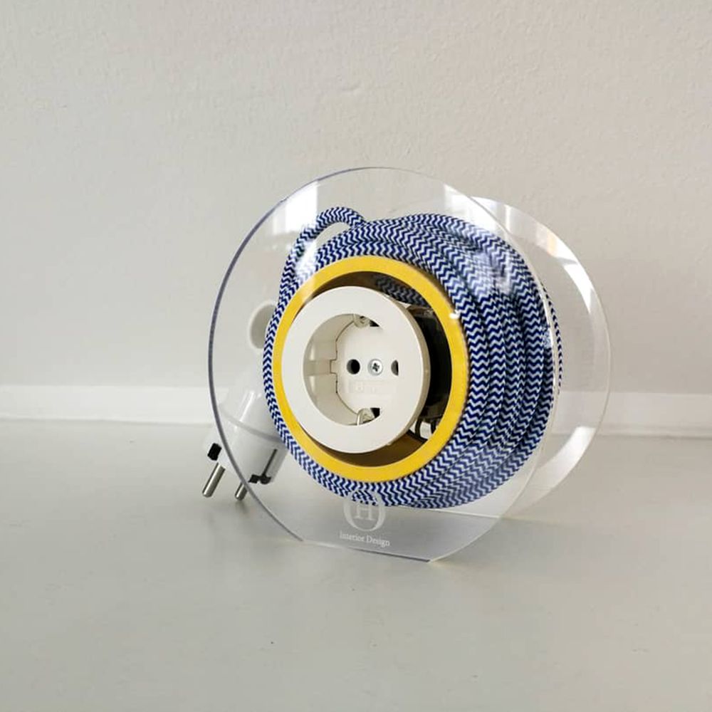Design objects - Extension Cord for 2 Plugs - Navy & White & Yellow - OH INTERIOR DESIGN