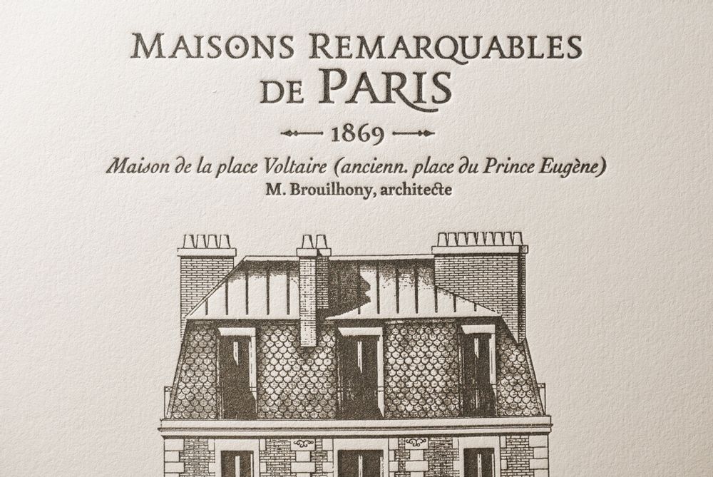 Affiches - Tirage d'Art Immeuble parisien place Voltaire Architecture - L'ATELIER LETTERPRESS