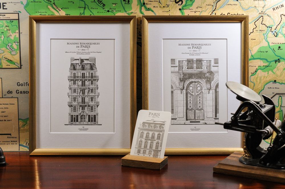 Affiches - Tirage d'Art Immeuble parisien place Voltaire Architecture - L'ATELIER LETTERPRESS