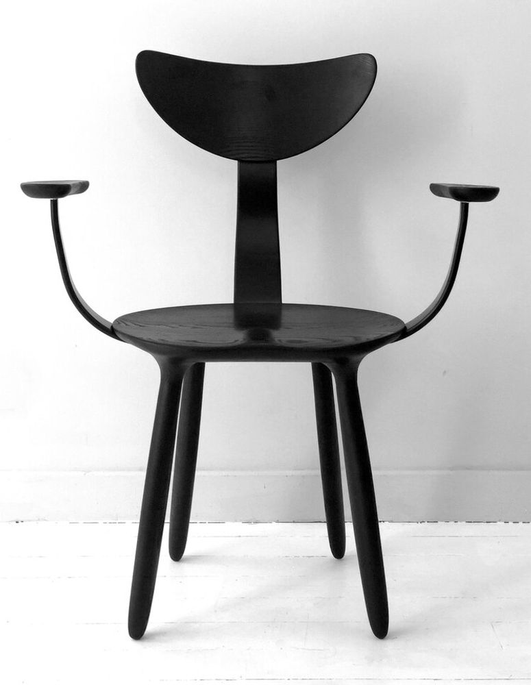 Office seating - Daiku armchair in stained ash wood by Victoria Magniant - VICTORIA MAGNIANT POUR GALERIE V