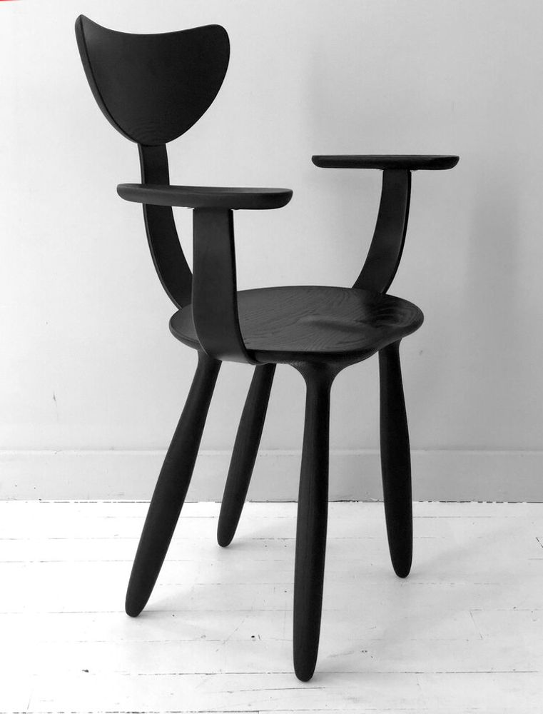 Office seating - Daiku armchair in stained ash wood by Victoria Magniant - VICTORIA MAGNIANT POUR GALERIE V