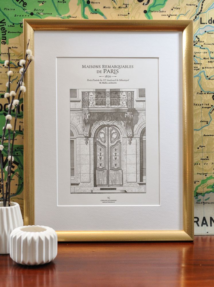 Poster - Art Print Parisian Door boulevard Sébastopol Architecture - L'ATELIER LETTERPRESS
