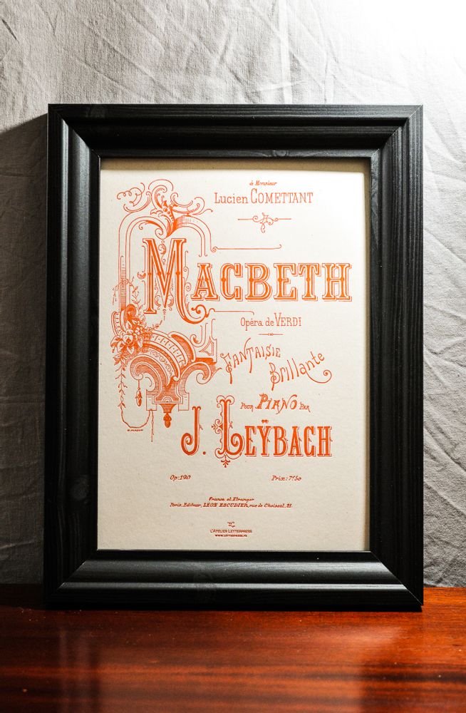 Affiches - Tirage d'Art Musique Macbeth de Verdi - L'ATELIER LETTERPRESS
