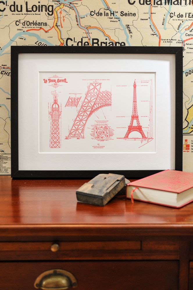 Affiches - Tirage d'Art Plan Original de la Tour Eiffel Architecture - L'ATELIER LETTERPRESS