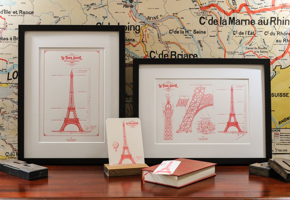 Affiches - Tirage d'Art Plan Original de la Tour Eiffel Architecture - L'ATELIER LETTERPRESS