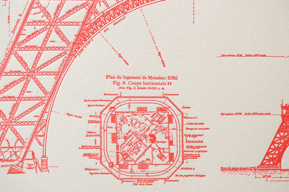 Affiches - Tirage d'Art Plan Original de la Tour Eiffel Architecture - L'ATELIER LETTERPRESS