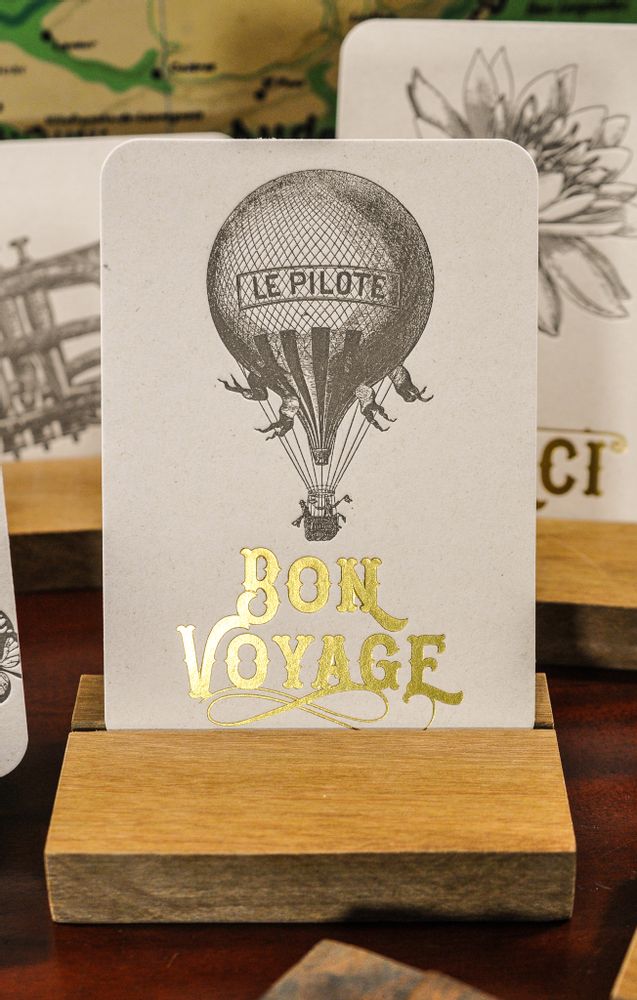 Carterie - Carte Montgolfière Bon Voyage - L'ATELIER LETTERPRESS