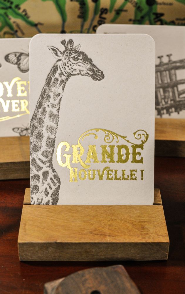 Carterie - Carte Girafe Grande Nouvelle - L'ATELIER LETTERPRESS