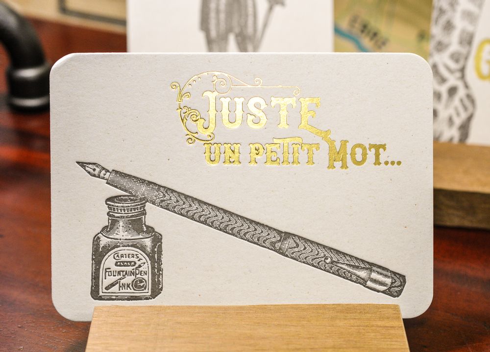 Carterie - Carte Stylo Juste Un Petit Mot - L'ATELIER LETTERPRESS
