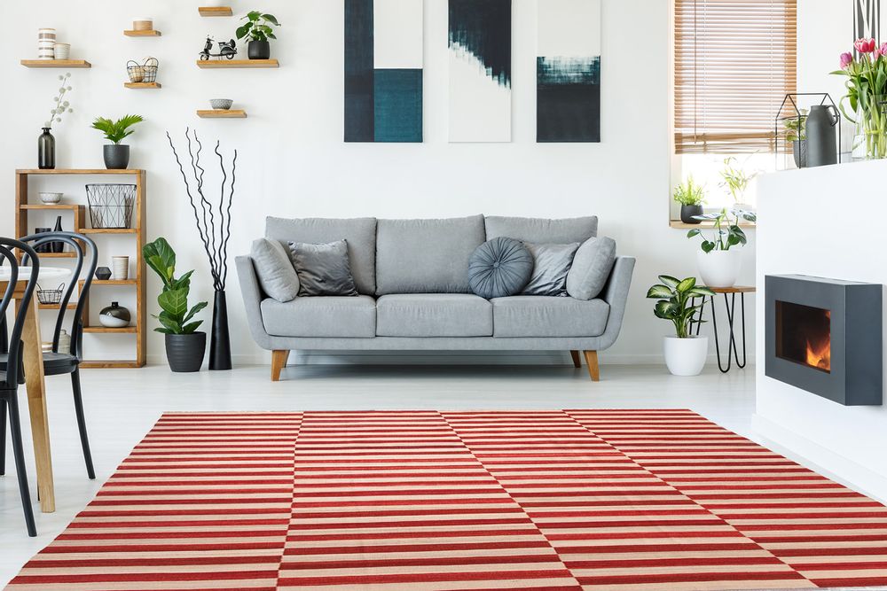 Rugs - Red&Beige Mazandaran Kilim - ORIENT HANDMADE CARPETS