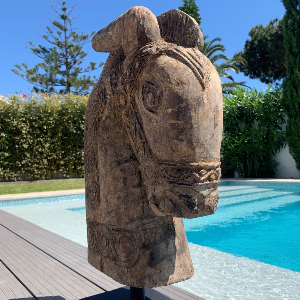 Objets de décoration - CHEVAL Statues en bois avec support en fer - CASA NATURA