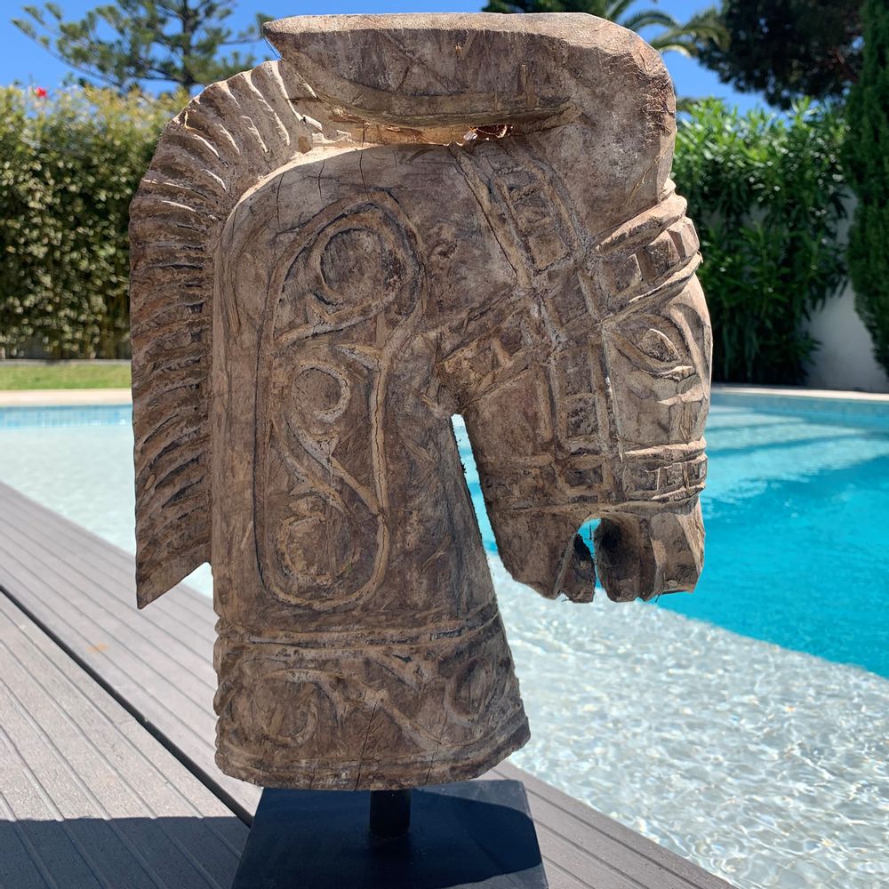 Objets de décoration - CHEVAL Statues en bois avec support en fer - CASA NATURA