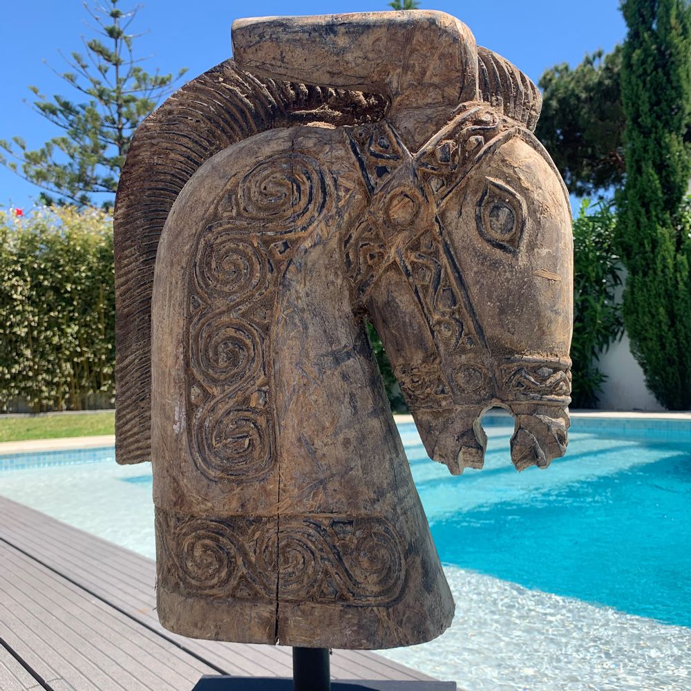 Objets de décoration - CHEVAL Statues en bois avec support en fer - CASA NATURA