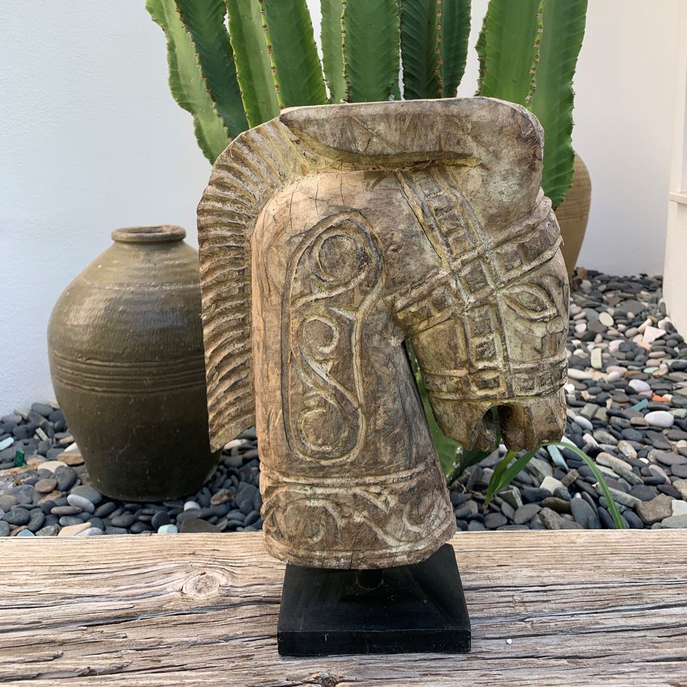 Objets de décoration - CHEVAL Statues en bois avec support en fer - CASA NATURA
